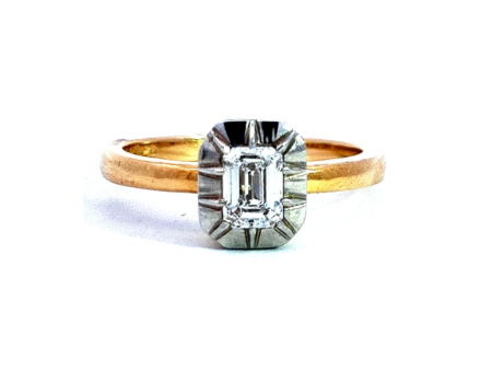 Verge Set Emerald-Cut Diamond Solitaire Ring in Yellow Gold Hot on Sale