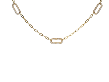 9ct Gold Lab Grown Diamond 5 Station Oval Paperclip Necklace Online Hot Sale