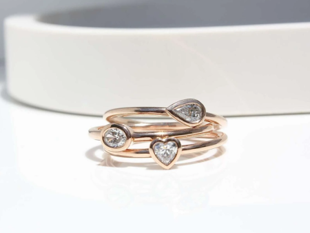 Rose Gold Tube Set Diamond Stacking Rings Online Sale