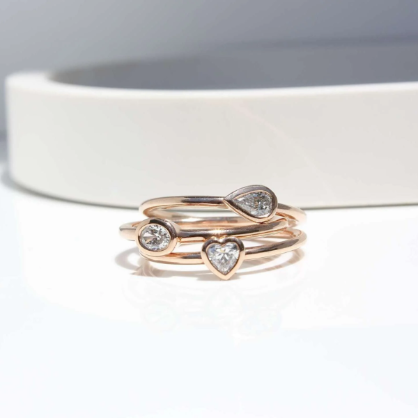 Rose Gold Tube Set Diamond Stacking Rings Online Sale