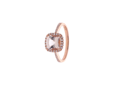 9k Rose Gold Cushion Cut Morganite & Diamond Ring Online now