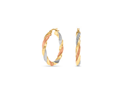 9ct Gold 3-Tone Twisted Hoop Earrings Online